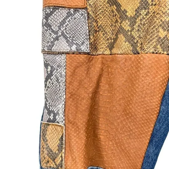 NEW Frame‎ Le Mini Patchwork leather Bootcut Jeans Size 26 boho western cowboy